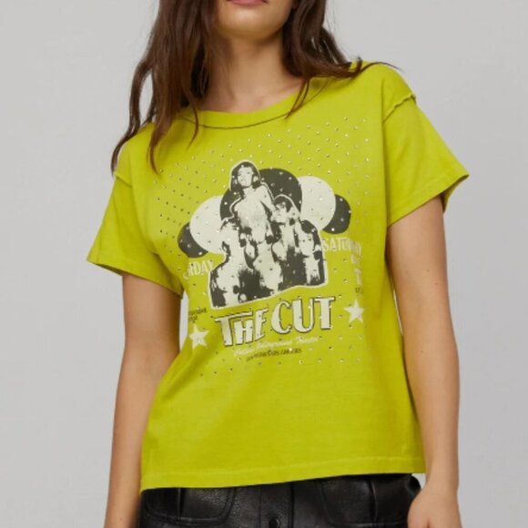 NEW DAYDREAMER THE CUT RHINESTONES REVERSE GF TEE X SMALL NWT - Picture 1 of 8